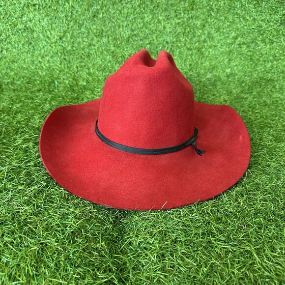 Vtg Wrangler Riata Rodeo Queen Hat 6-7/8 Small Western Cowboy Hat Red Wool USA - Picture 2 of 11